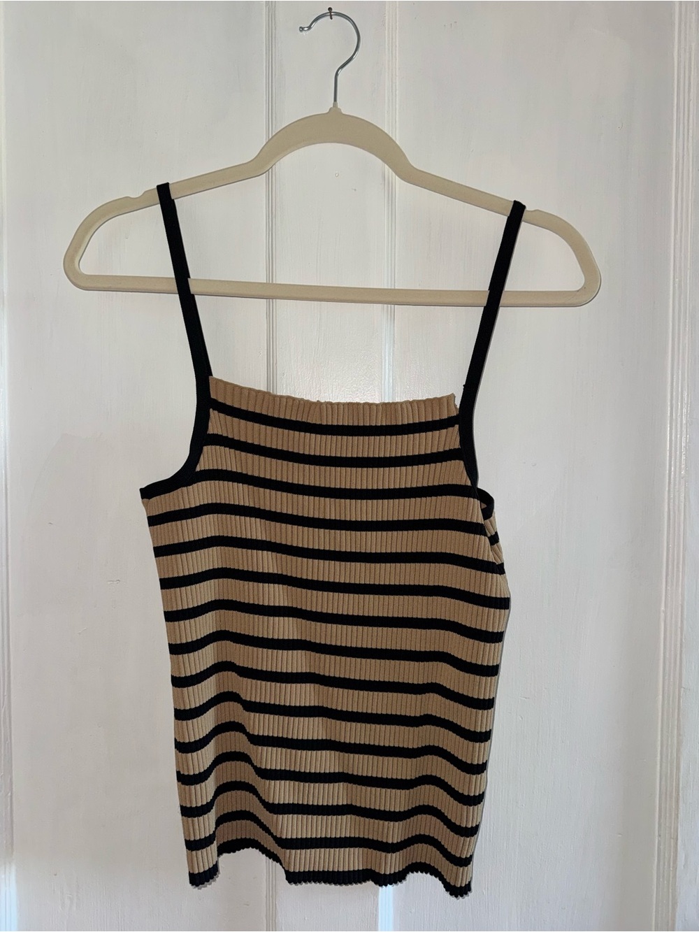 GAP Striped Ribbed Knit Tank Top - Black & Tan XL T